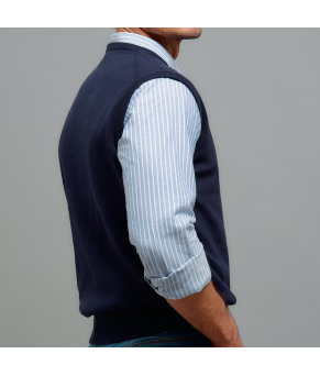 Jersey Punto Unisex Sin Mangas, Azul Marino