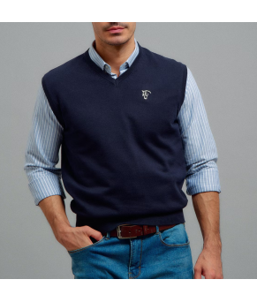 Jersey Punto Unisex Sin Mangas, Azul Marino