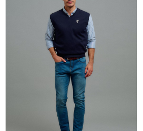 Jersey Punto Unisex Sin Mangas, Azul Marino