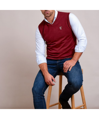 Jersey Punto Unisex Sin Mangas, Color tinto