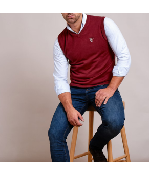 Jersey Punto Unisex Sin Mangas, Color tinto