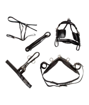 Enganche de cuero para poni y shetland | Negro