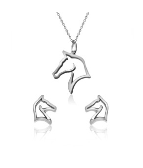 Conjunto de pendientes y collar Buddy plateado