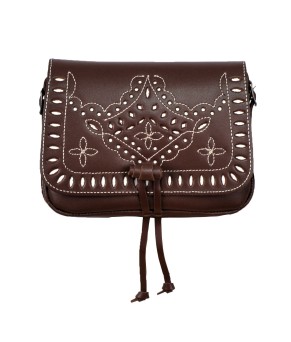 Bolso Rociero costura Tres flores | Engrasado - Beig