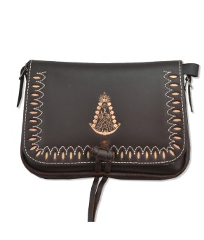 BOLSO COSTURA 3 FLORES BORDADO VIRGEN