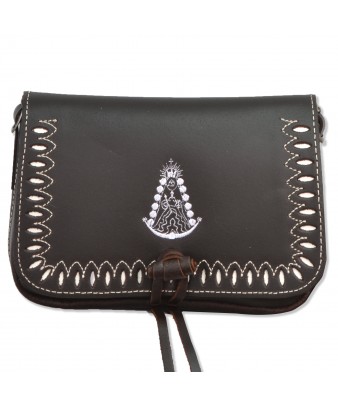 BOLSO COSTURA 3 FLORES BORDADO VIRGEN