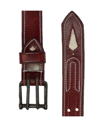 Cinturón de cuero Los Nietos hecho a mano Piña Blanca | Doble Pincho