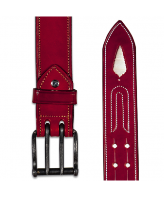 Cinturón de cuero Los Nietos hecho a mano Piña Blanca | Doble Pincho