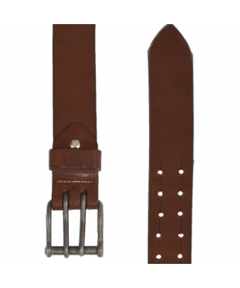 Cinturón de cuero Los Nietos hecho a mano Liso Pespunte | Doble Pincho