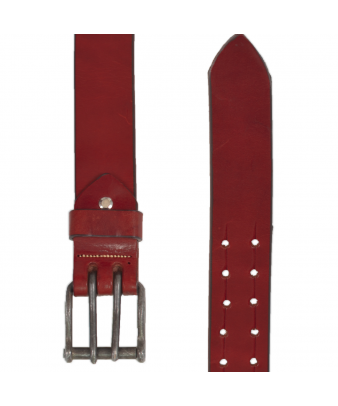 Cinturón de cuero Los Nietos hecho a mano Liso Pespunte | Doble Pincho