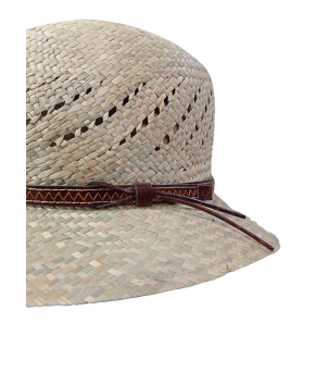 Sombrero de paja natural con lazo de piel