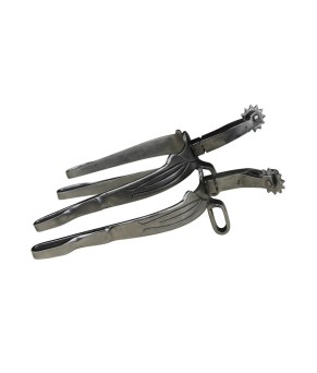 Espuela vaquera de gallo curvo con ruleta inglesa de acero inoxidable