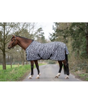 Manta anti moscas zebra con cinturón cruzado