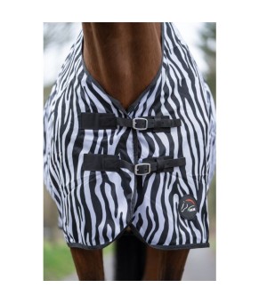 Manta anti moscas zebra con cinturón cruzado