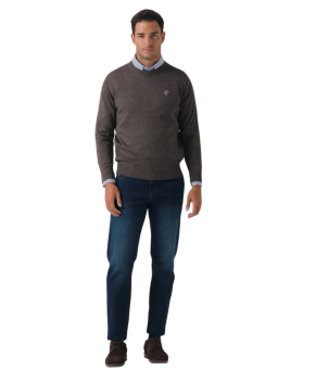 Jersey cuello de caja melange | Carbón