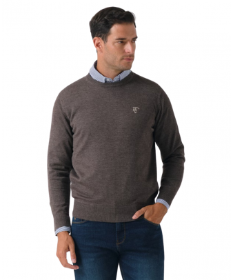 Jersey cuello de caja melange | Carbón