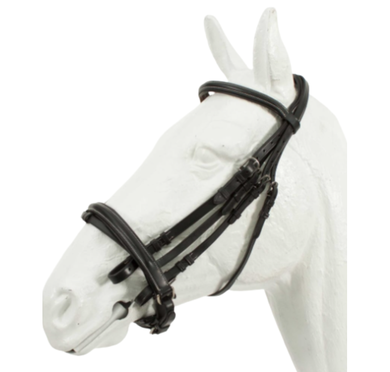 Cabezada inglesa doble rienda premium | Marrón