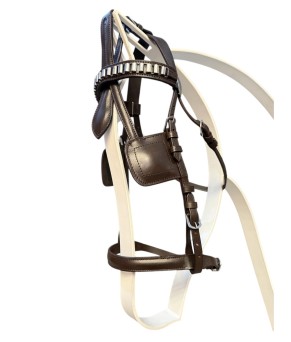 Enganche doble cuero y nylon para poni