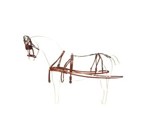 Enganche doble pecherín de cuero para poni