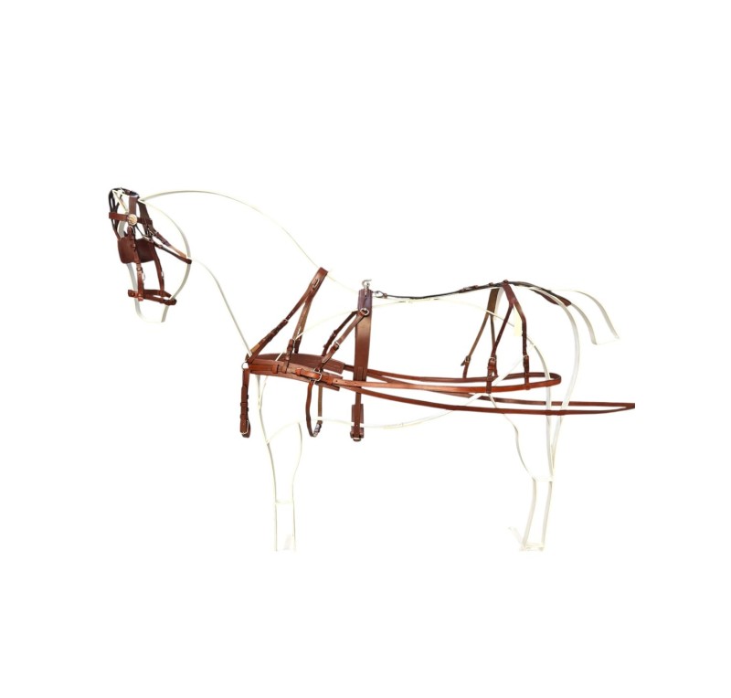 Enganche doble pecherín de cuero para poni