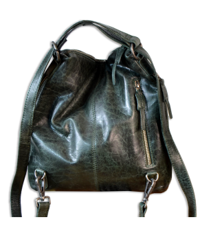 Mochila-bolso de cuero mod. OPE Color verde